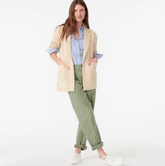 J. Crew Sweaters - J CREW Open Front Cotton Sweater Blazer Neutral Pockets Size Medium